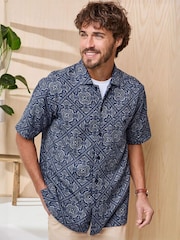 Cotton Traders Blue Signature Short Sleeve Casual Cotton Shirt - Image 1 of 4