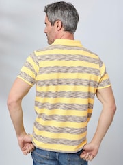 Cotton Traders Yellow Short Sleeve Textured Stripe Polo Shirt - Image 2 of 4