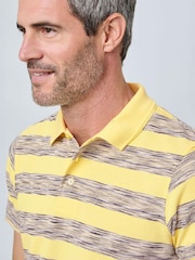 Cotton Traders Yellow Short Sleeve Textured Stripe Polo Shirt - Image 4 of 4
