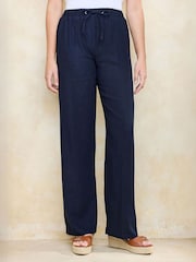 Cotton Traders Blue Linen Blend Relaxed Fit Trousers - Image 2 of 4