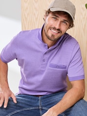 Cotton Traders Purple Signature Short Sleeve Birdseye Polo Shirt - Image 3 of 4