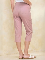 Cotton Traders Pink Stretch Comfort Straight Leg Cropped Twill Jeans - Image 2 of 4