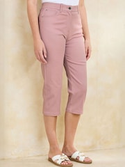 Cotton Traders Pink Stretch Comfort Straight Leg Cropped Twill Jeans - Image 3 of 4