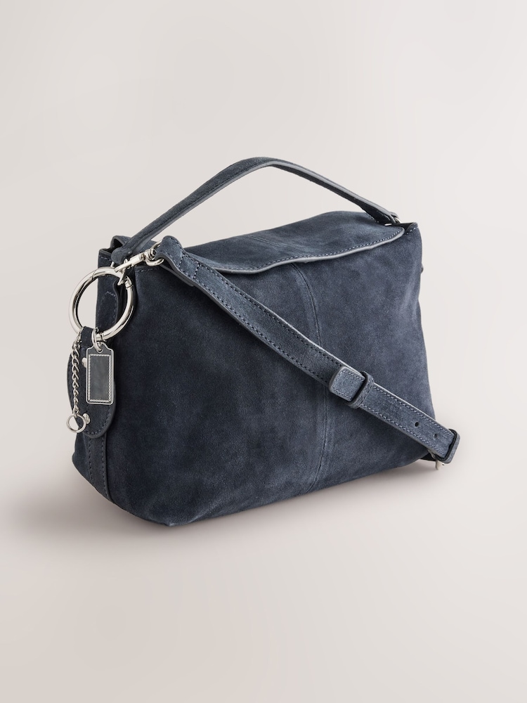 Navy Suede Charm Hand Held Bag - Image 1 of 6