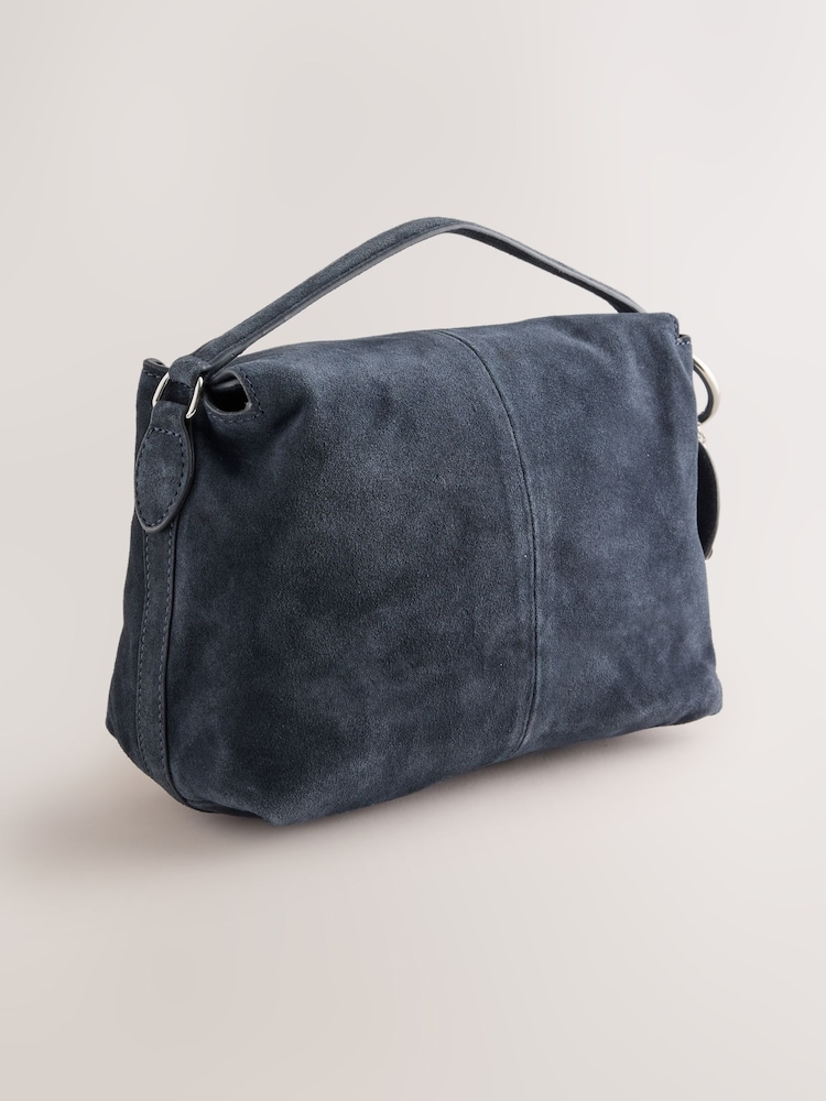 Navy Suede Charm Hand Held Bag - Image 2 of 6