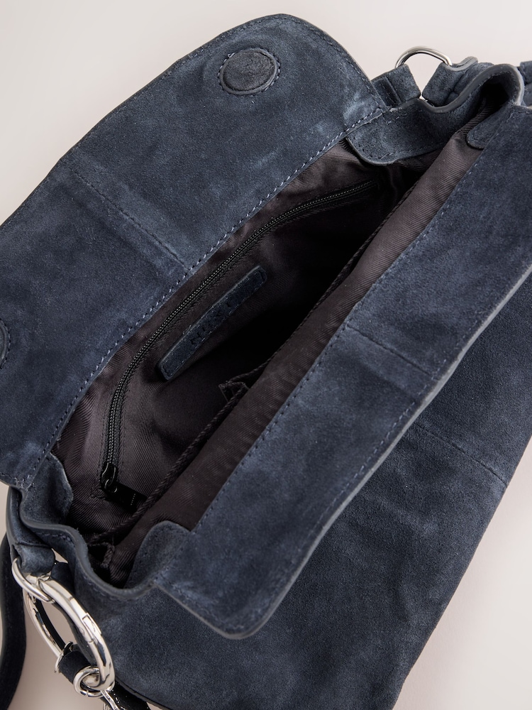 Navy Suede Charm Hand Held Bag - Image 6 of 6