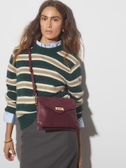 Burgundy Red Leather Lock Cross-Body Bag - Image 1 of 9