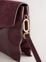Burgundy Red Leather Lock Cross-Body Bag - Image 7 of 9