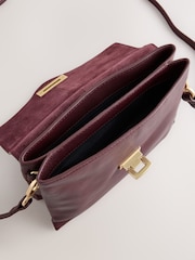 Burgundy Red Leather Lock Cross-Body Bag - Image 9 of 9