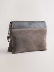 Grey Leather Lock Cross-Body Bag - Image 2 of 5