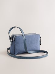Blå - Cord Dobbelt Zip Skuldertaske - Billede 6 af 8