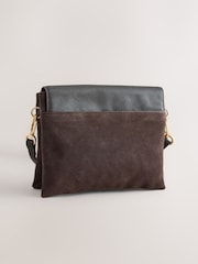 Chocolate Brown Leather Lock Cross-Body Bag - Image 6 of 9