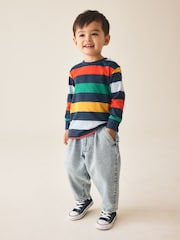 Rainbow Navy Long Sleeve Stripe T-Shirt (3mths-7yrs) - Image 2 of 4