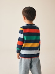 Rainbow Navy Long Sleeve Stripe T-Shirt (3mths-7yrs) - Image 3 of 4