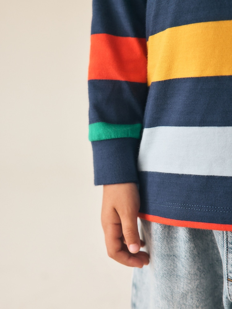 Rainbow Navy Long Sleeve Stripe T-Shirt (3mths-7yrs) - Image 4 of 4 Rainbow Navy Long Sleeve Stripe T-Shirt (3mths-7yrs) - Image 4 of 4