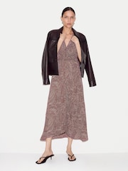 Jigsaw Red Optic Swirl Crepe Ruched Dress - Image 4 of 5