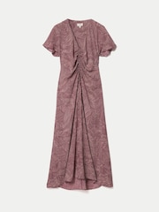 Jigsaw Red Optic Swirl Crepe Ruched Dress - Image 6 of 6