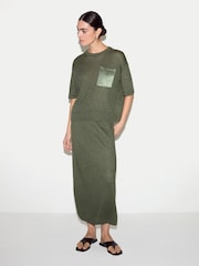 Jigsaw Green Linen Silk Pocket T-Shirt - Image 2 of 4