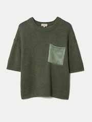Jigsaw Green Linen Silk Pocket T-Shirt - Image 4 of 4