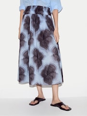 Jigsaw Blue Tiger Orchid Ruched Skirt - Image 1 of 4
