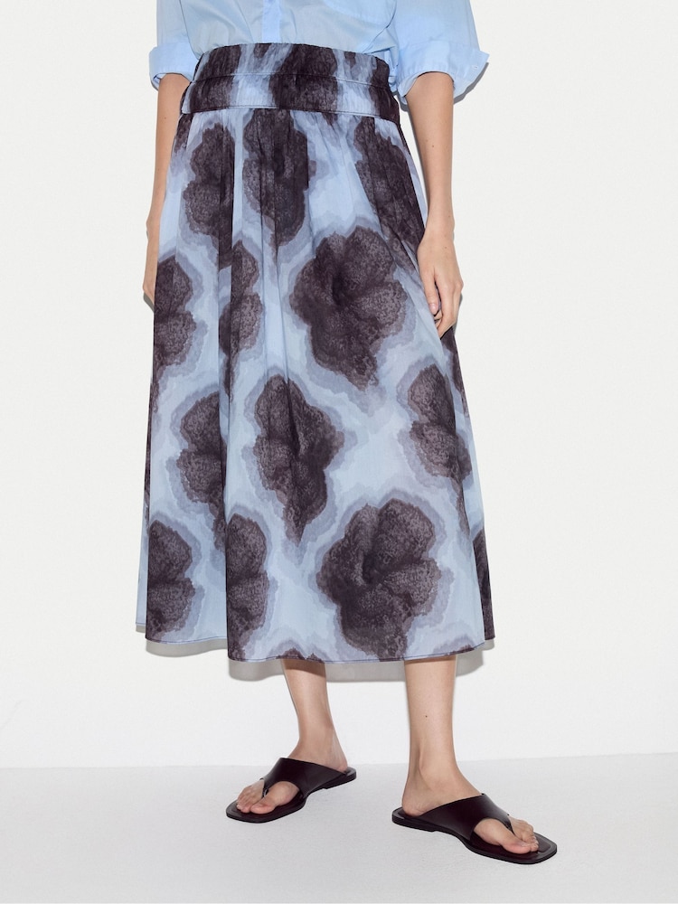 Jigsaw Blue Tiger Orchid Ruched Skirt - Image 1 of 4 Jigsaw Blue Tiger Orchid Ruched Skirt - Image 1 of 4