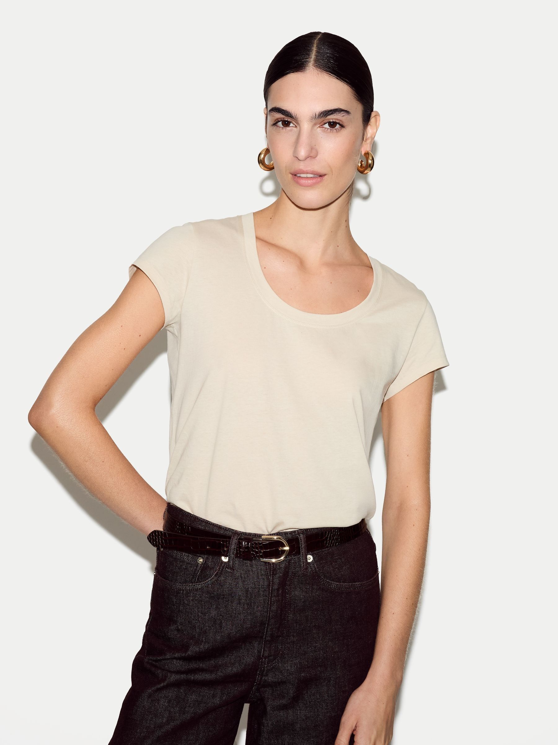 Buy Jigsaw Natural Supima Cotton Scoop Neck T-Shirt from Next USA