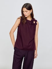 Jigsaw Red Flower Applique Cotton Top - Image 1 of 6