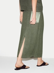Jigsaw Green Linen Silk Pocket Skirt - Image 3 of 4