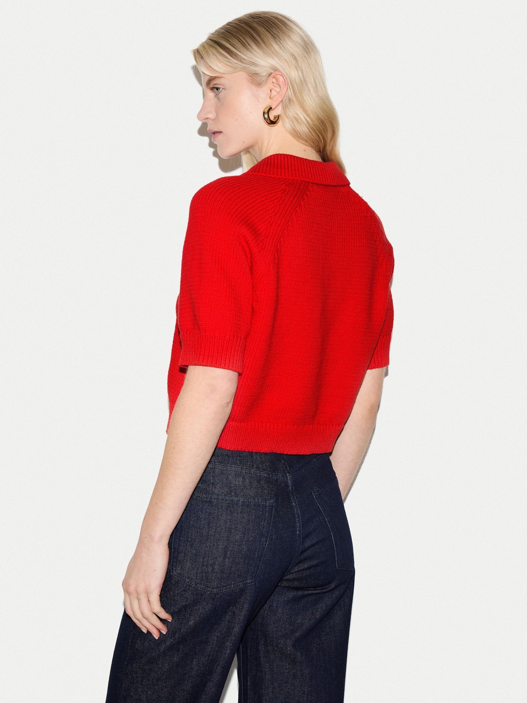 Buy Jigsaw Red Chunky Cotton Collar Top from Next Romania