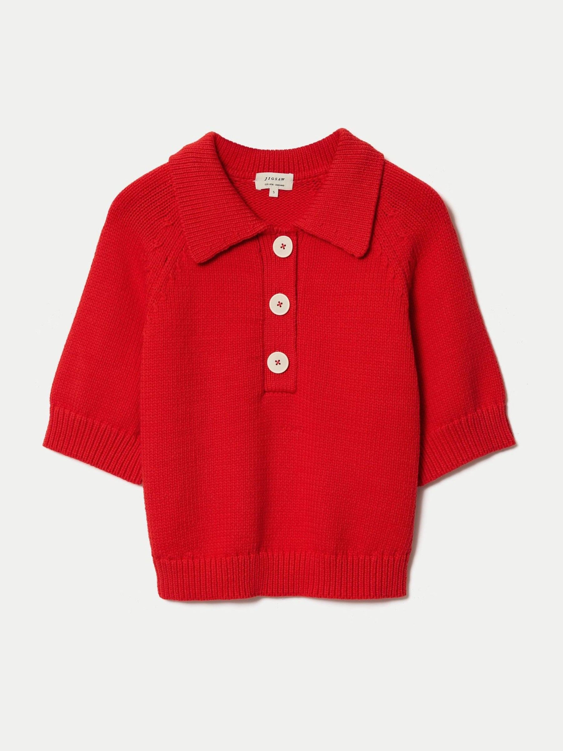 Buy Jigsaw Red Chunky Cotton Collar Top from Next Romania