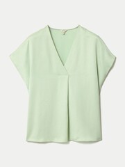 Jigsaw Heavy Satin Pleat Front Top - Obraz 5 z 5