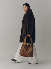 N.Premium Leather Tiger Slouchy Shoulder Bag - Image 1 of 3