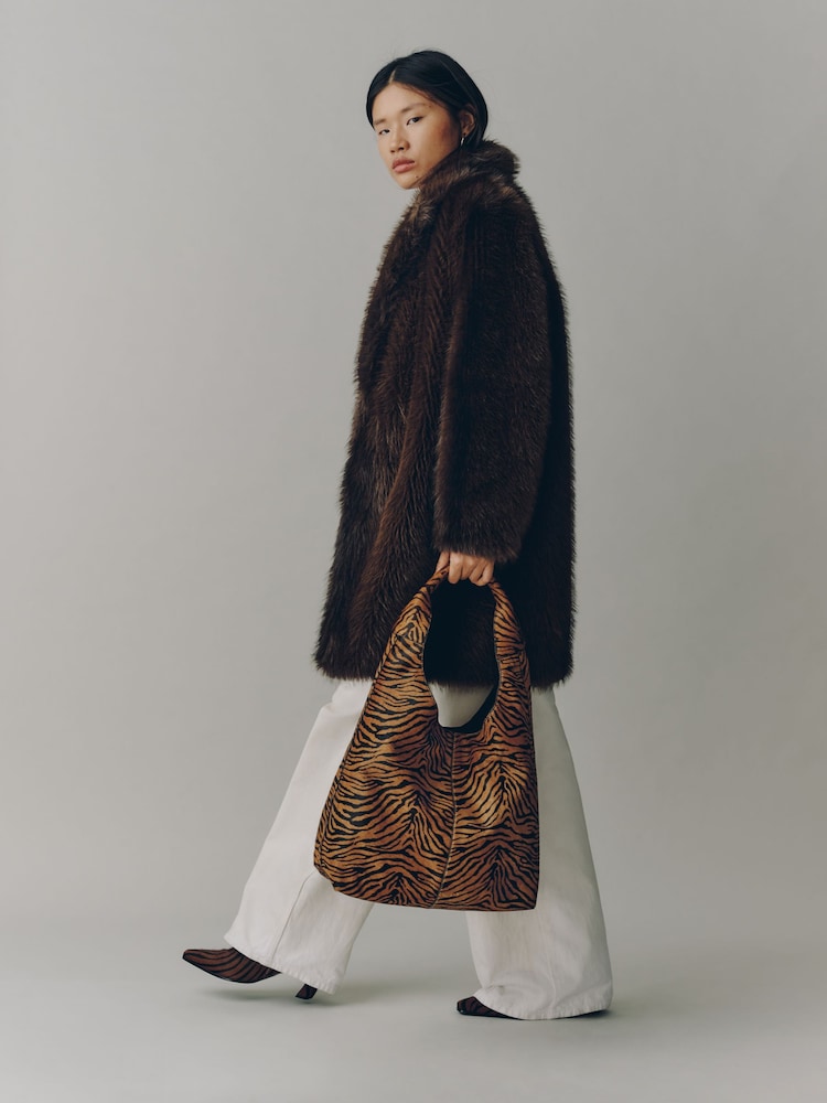 N.Premium Leather Tiger Slouchy Shoulder Bag - Image 1 of 3