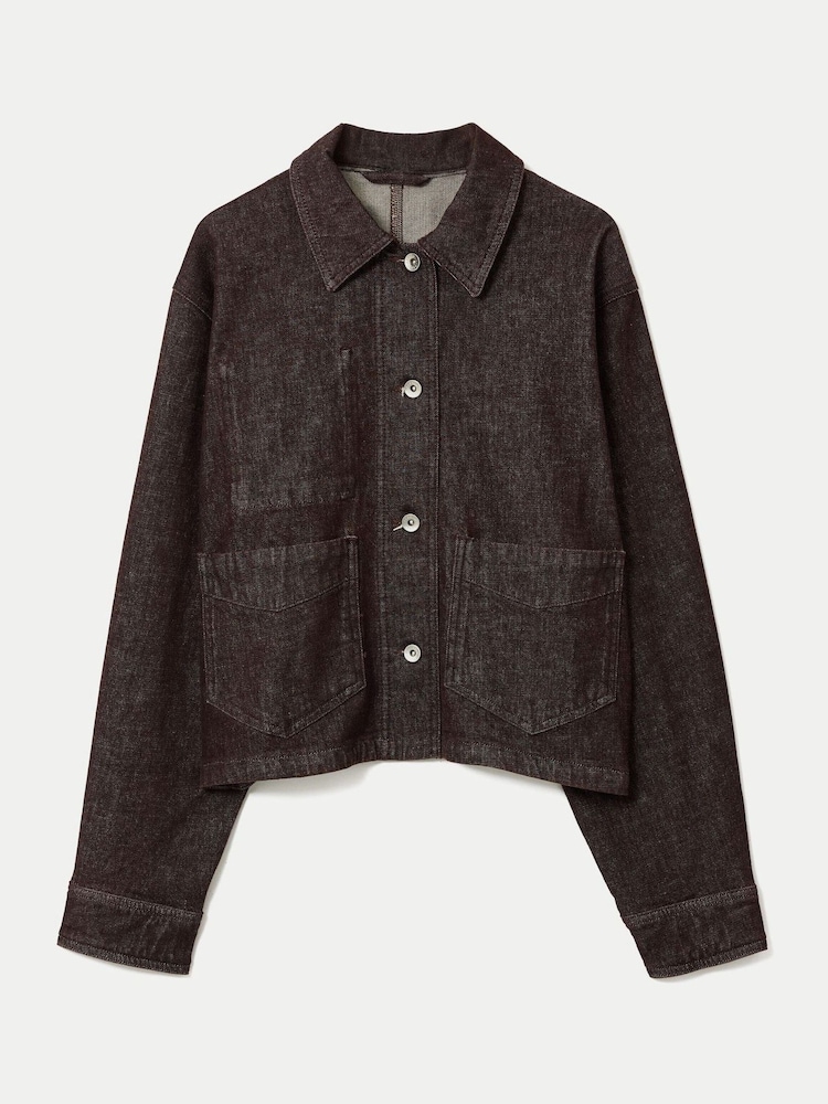Jigsaw Brown Isla Denim Cropped Jacket - Image 7 of 7