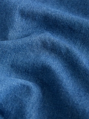 Mid Blue Pie Crust Ruffle Neck Denim Shirt - Image 9 of 9