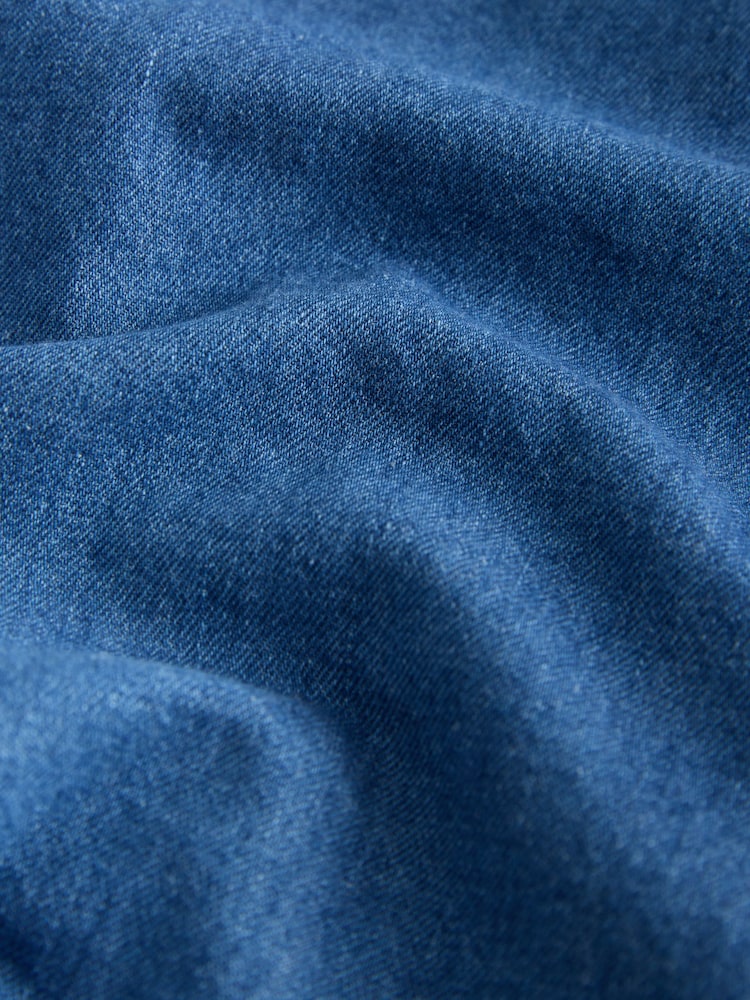 Mid Blue Pie Crust Ruffle Neck Denim Shirt - Image 9 of 9 Mid Blue Pie Crust Ruffle Neck Denim Shirt - Image 9 of 9