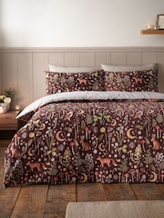 Catherine Lansfield Chocolate Enchanted Twilight Animals Duvet Cover and Pillowcase Set - Image 1 of 4