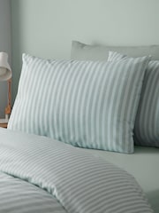 Catherine Lansfield Green Epping Textured Stripe Reversible Duvet Cover and Pillowcase Set - Image 4 of 5