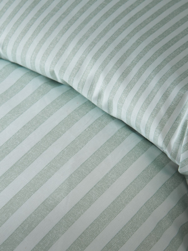 Catherine Lansfield Green Epping Textured Stripe Reversible Duvet Cover and Pillowcase Set - Image 5 of 5 Catherine Lansfield Green Epping Textured Stripe Reversible Duvet Cover and Pillowcase Set - Image 5 of 5