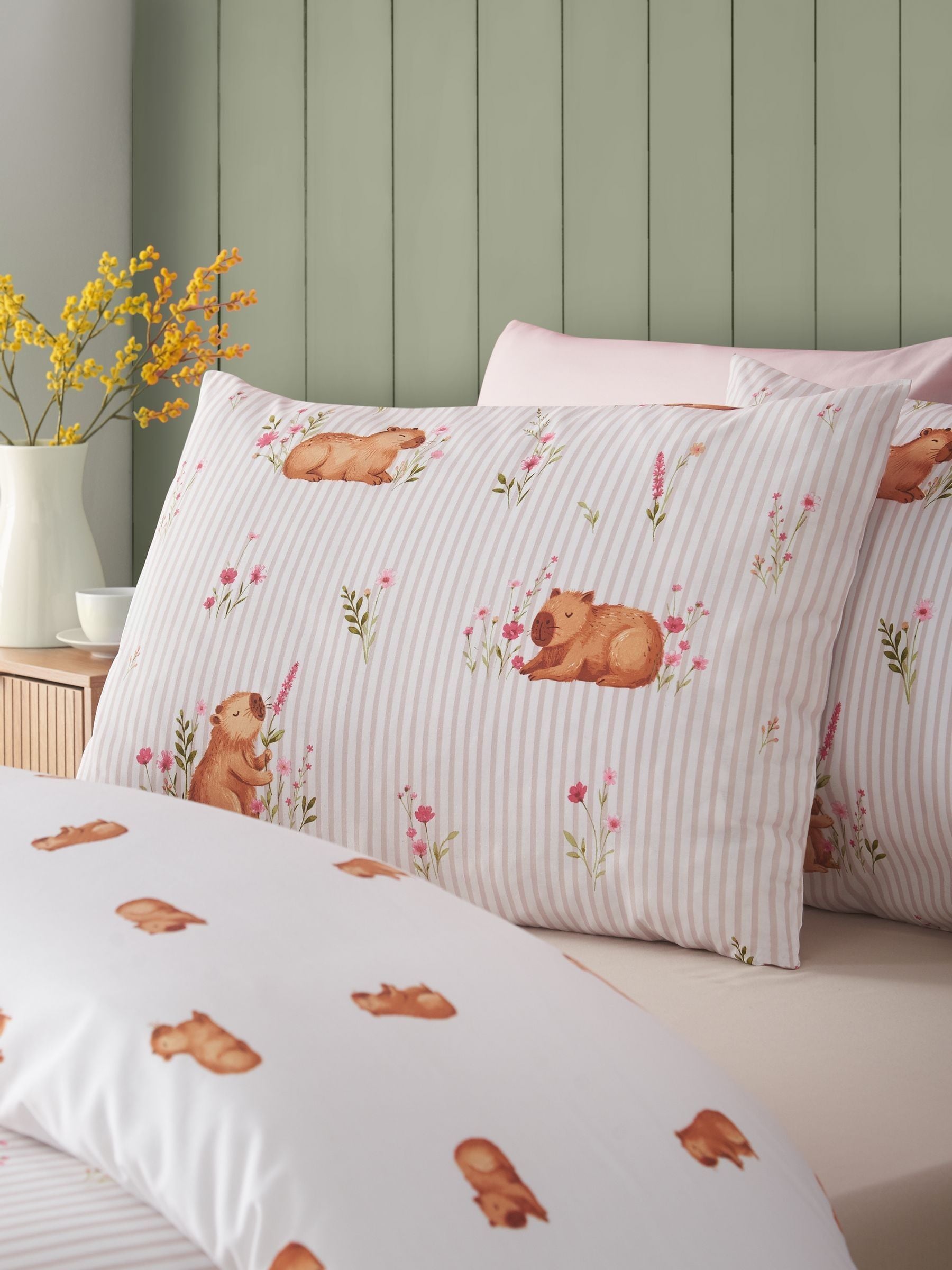 Buy Catherine Lansfield Natural Happy Capybara Reversible Duvet