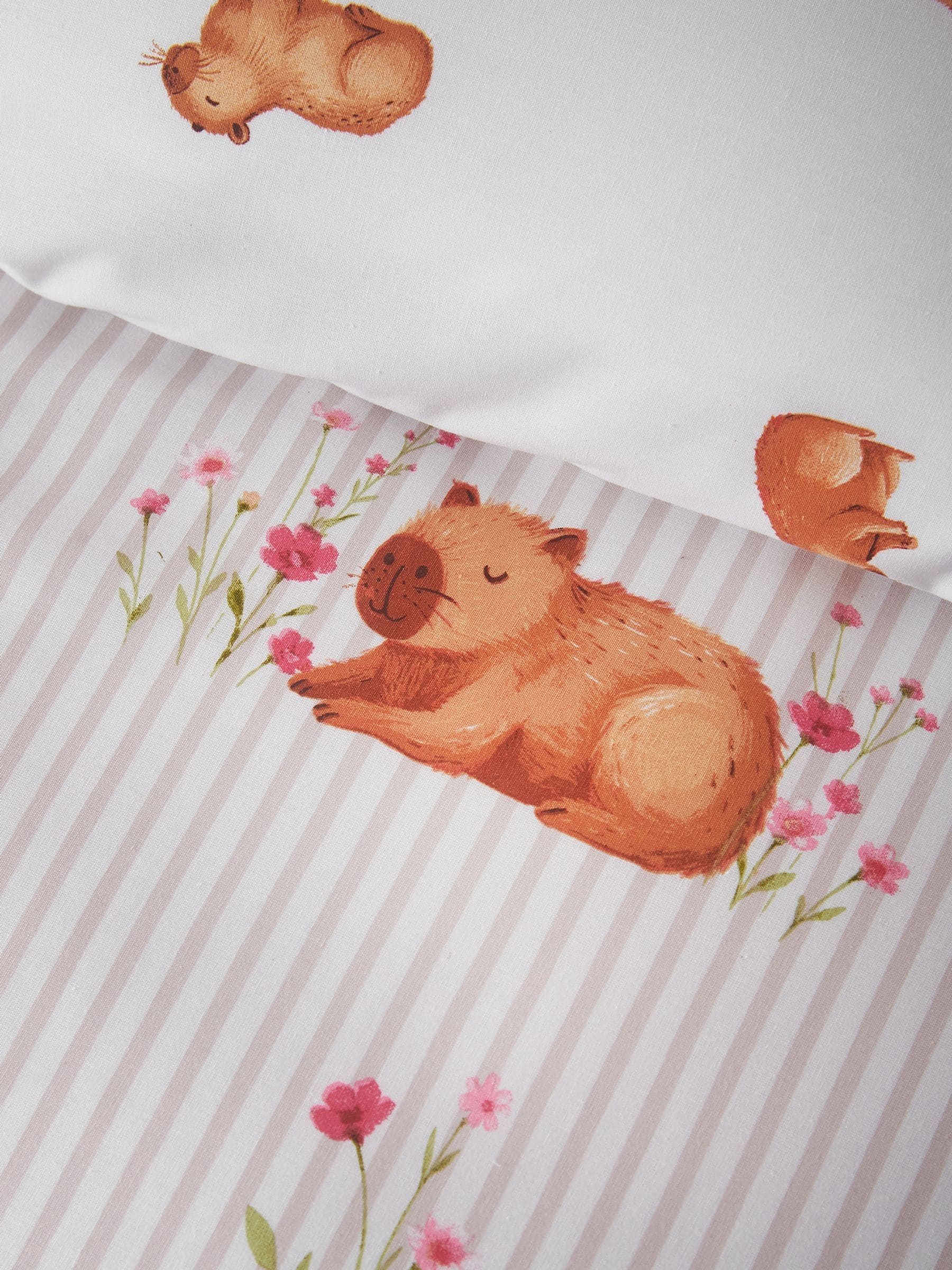 Buy Catherine Lansfield Natural Happy Capybara Reversible Duvet