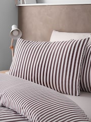 Catherine Lansfield Chocolate Epping Textured Stripe Reversible Duvet Cover and Pillowcase Set - Image 4 of 5