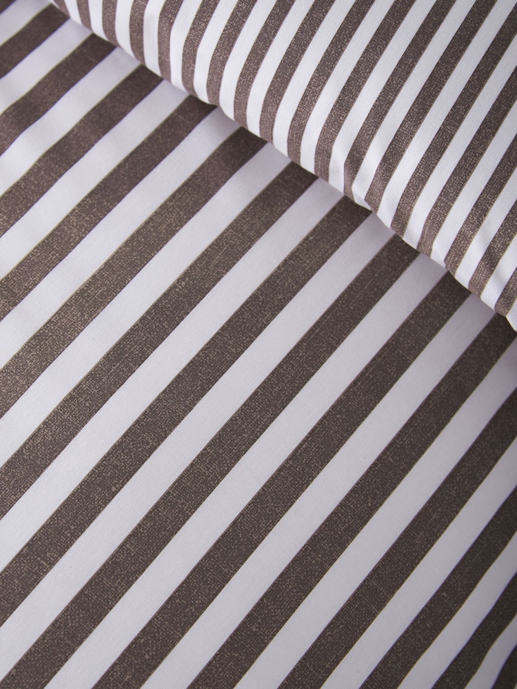 Catherine Lansfield Chocolate Epping Textured Stripe Reversible Duvet Cover and Pillowcase Set - Image 5 of 5 Catherine Lansfield Chocolate Epping Textured Stripe Reversible Duvet Cover and Pillowcase Set - Image 5 of 5