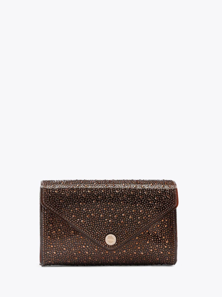 Carvela Dark Brown Positano  Vinyl Clutch Bag - Image 1 of 4
