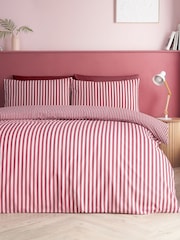 Catherine Lansfield Burgundy Epping Textured Stripe Reversible Duvet Cover and Pillowcase Set - Image 2 of 5