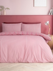 Catherine Lansfield Burgundy Epping Textured Stripe Reversible Duvet Cover and Pillowcase Set - Image 3 of 5