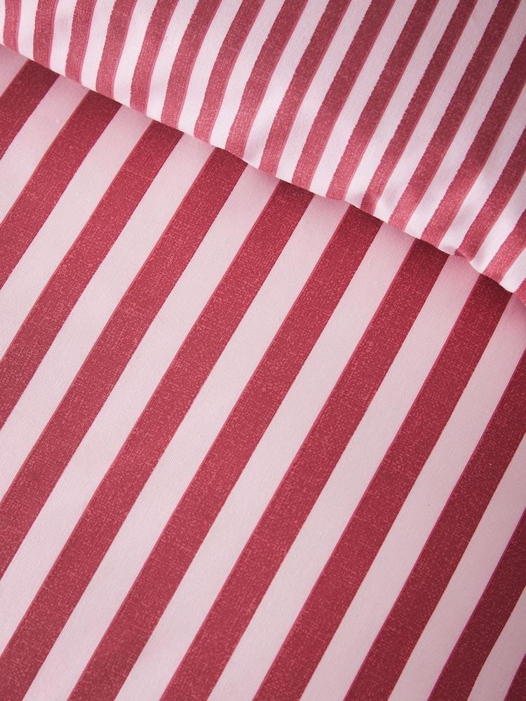 Catherine Lansfield Burgundy Epping Textured Stripe Reversible Duvet Cover and Pillowcase Set - Image 5 of 5 Catherine Lansfield Burgundy Epping Textured Stripe Reversible Duvet Cover and Pillowcase Set - Image 5 of 5