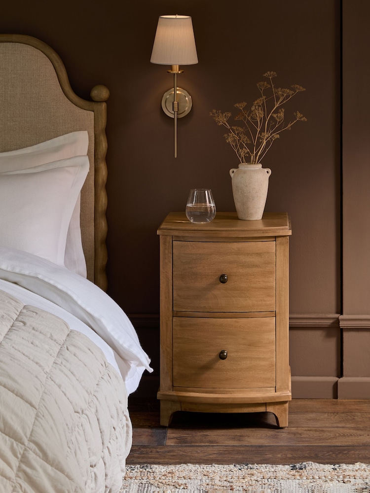 Mid Natural Madeline Solid Mango Wood 2 Drawer Bedside Table - Image 1 of 7 Mid Natural Madeline Solid Mango Wood 2 Drawer Bedside Table - Image 1 of 7
