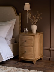 Mid Natural Madeline Solid Mango Wood 2 Drawer Bedside Table - Image 2 of 7