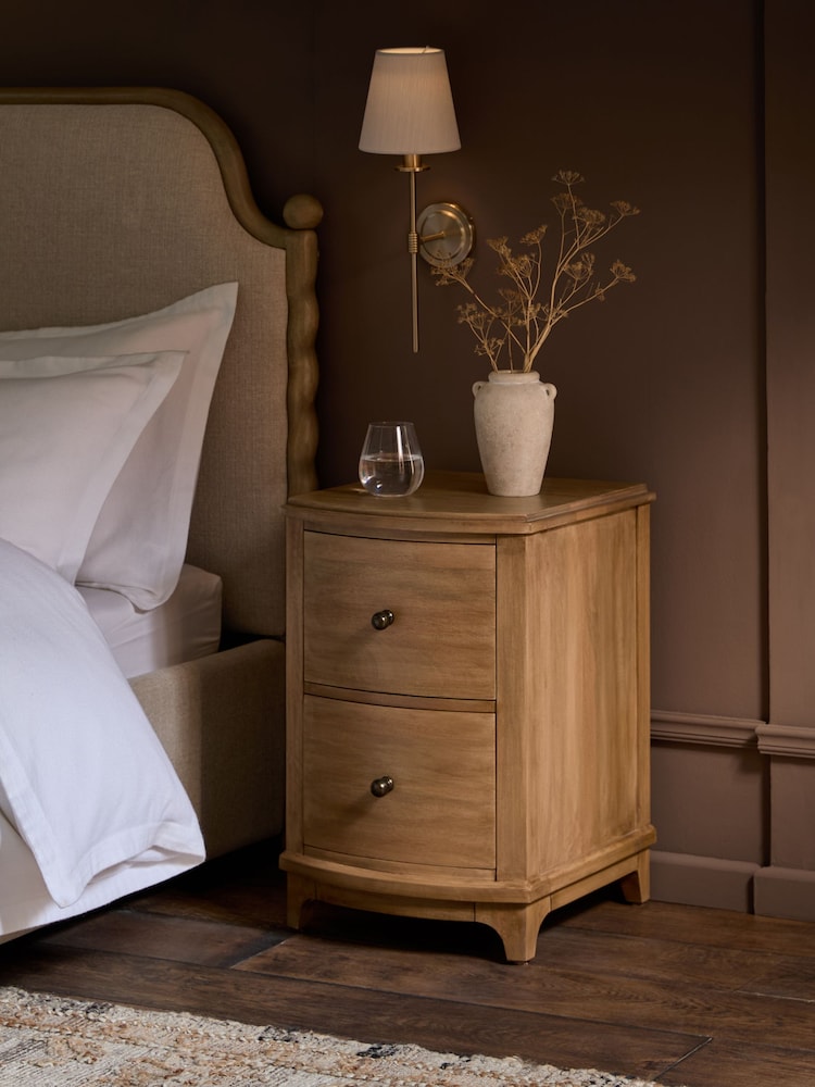 Mid Natural Madeline Solid Mango Wood 2 Drawer Bedside Table - Image 2 of 7 Mid Natural Madeline Solid Mango Wood 2 Drawer Bedside Table - Image 2 of 7